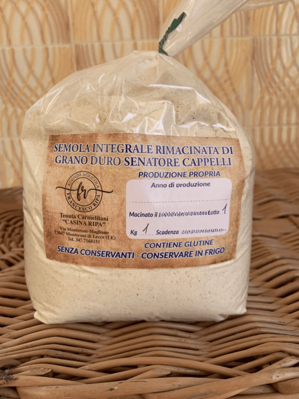 Semola integrale rimacinata di grano duro Senatore Cappelli 1 Kg